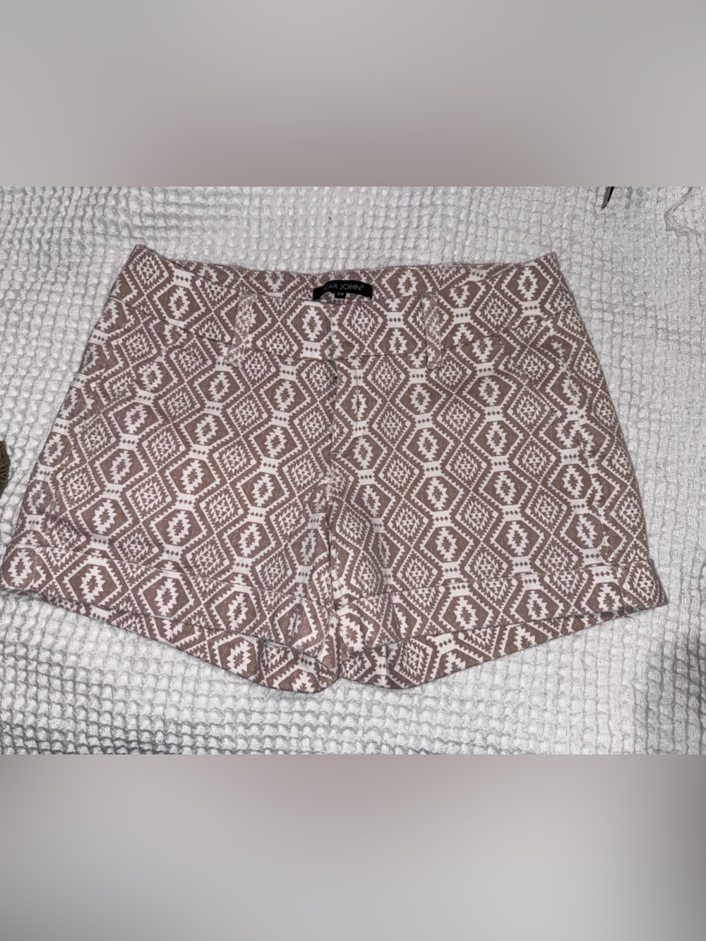 Woven Pattern Taupe and White Women’s Shorts
